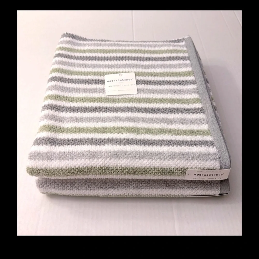 2pc ECOEXISTENCE Eco-Melange Quick Dry Bath Towel Set - Zero Twist Loops…